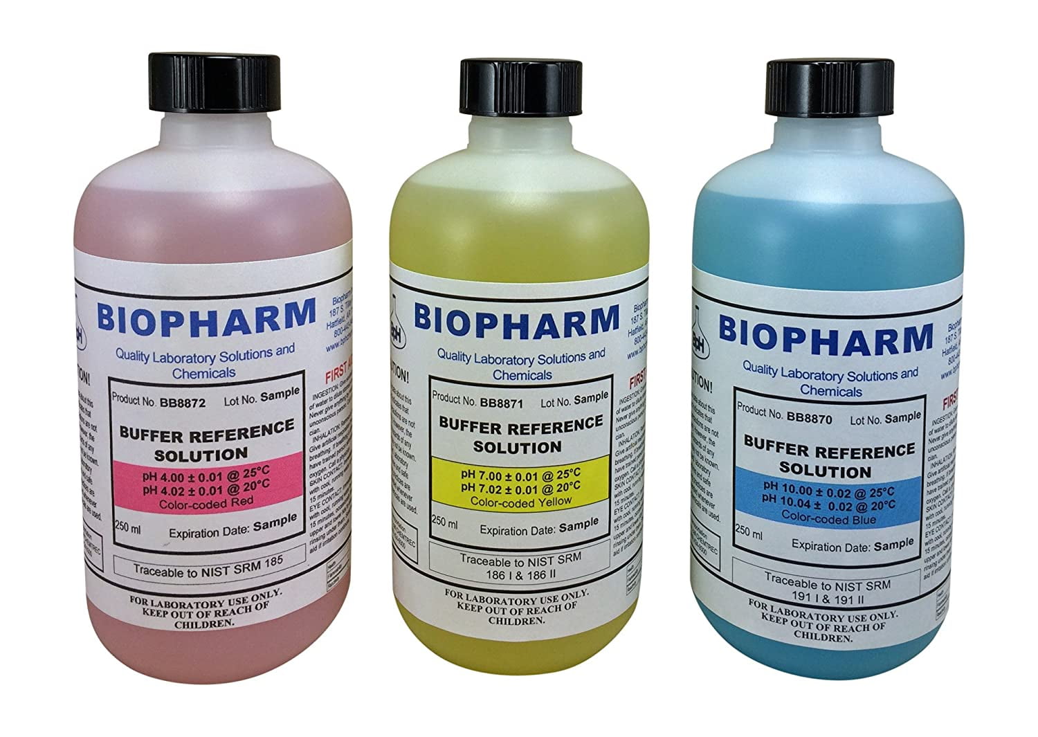 Biopharm Buffer Calibration Solution Kit 3Pack of 250 ml (8oz) Each pH