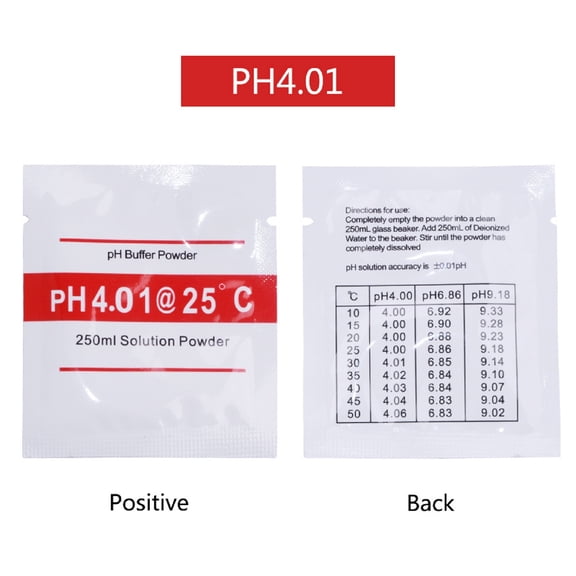 pH Buffer Powder Sachets for Meter Calibration pH 4.01 at 25°C 250ml Solution Preparation Water Soluble Packets