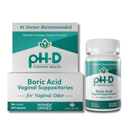 pH-D Feminine Health, Boric Acid Vaginal Suppositories for Women's Health, 24 Count