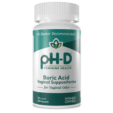 pH-D Feminine Health Boric Acid Vaginal Suppositories for Women's Health, 72 Count