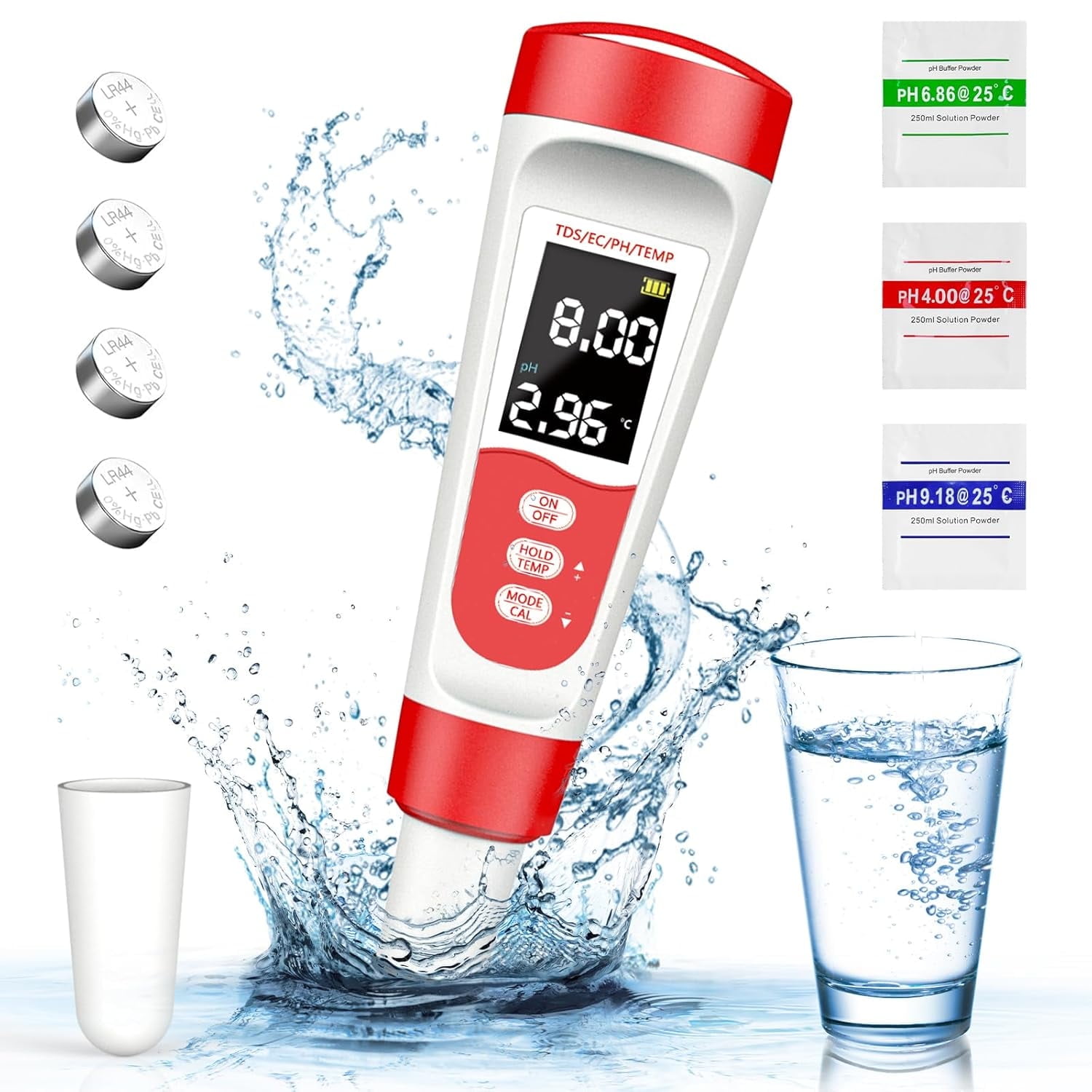 PH Meter for Water, 4 in 1 PH Temp EC TDS Meter for Hydroponics PPM ...