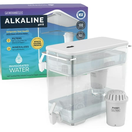 Invigorated Water pH Recharge Slim 38 Cup Alkaline Water Filter Dispenser