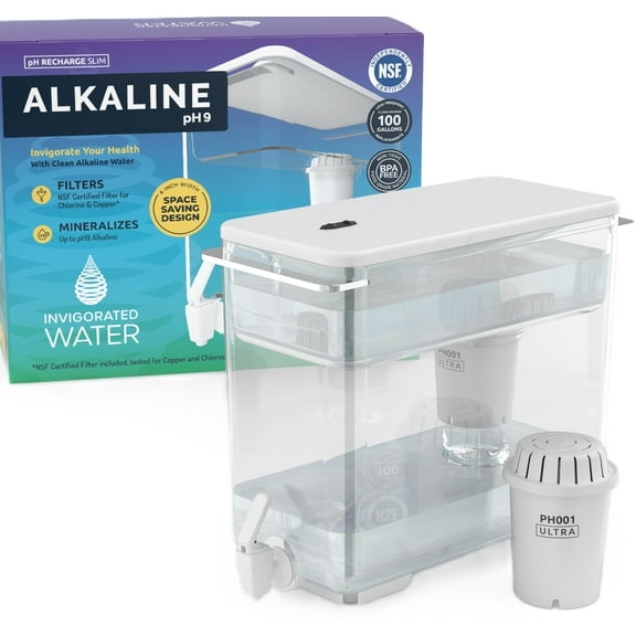 Invigorated Water pH Recharge Slim 38 Cup Alkaline Water Filter Dispenser