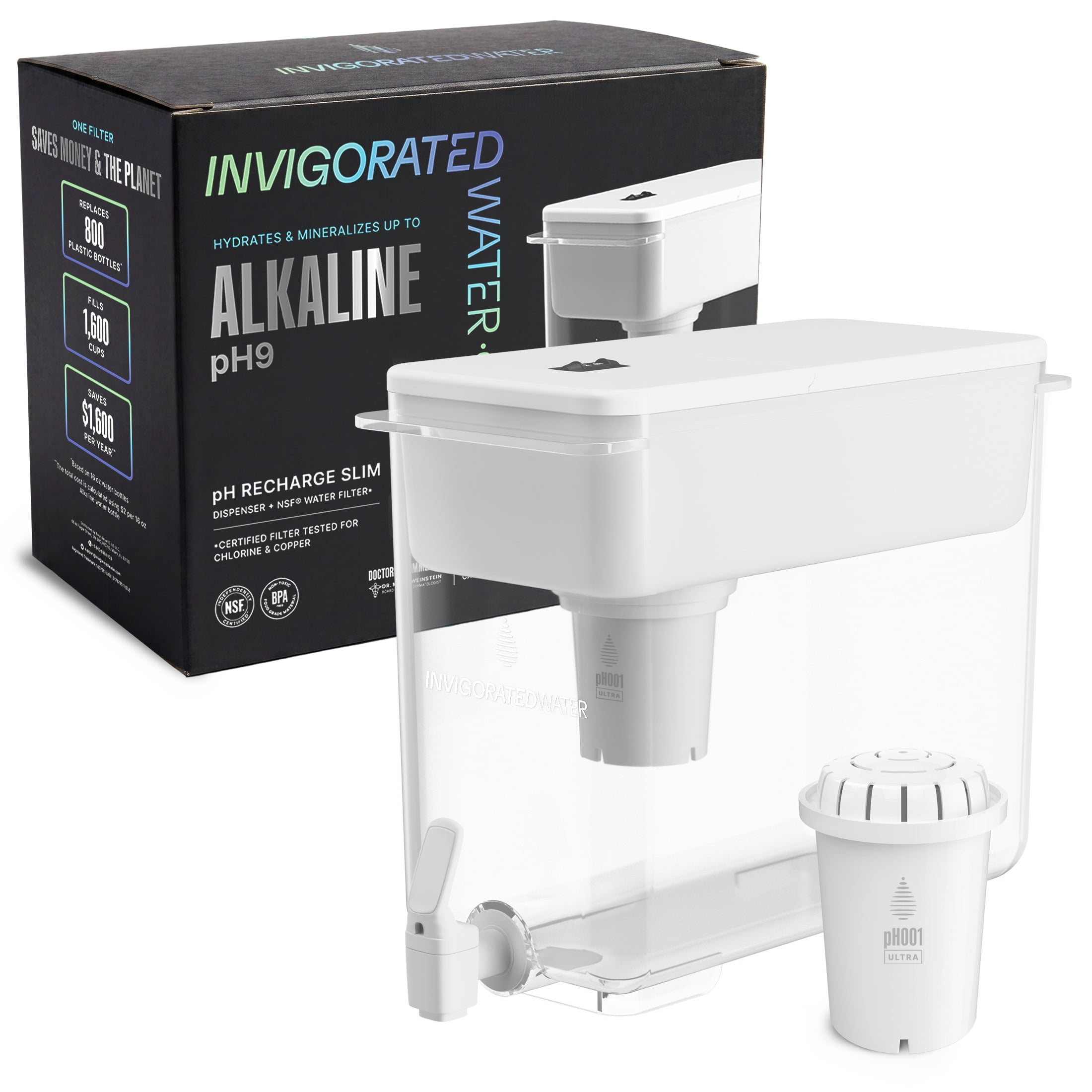 Water service エコフレンドリー ホワイト Invigorated Water pH Recharge Slim 38 Cup Alkaline Water Dispenser