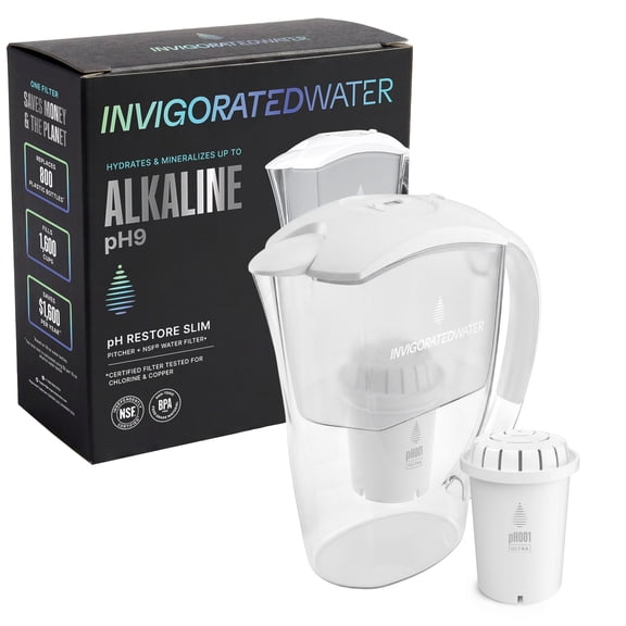 Invigorated Water pH Restore Slim 10 Cup Alkaline Water Filter Pitcher