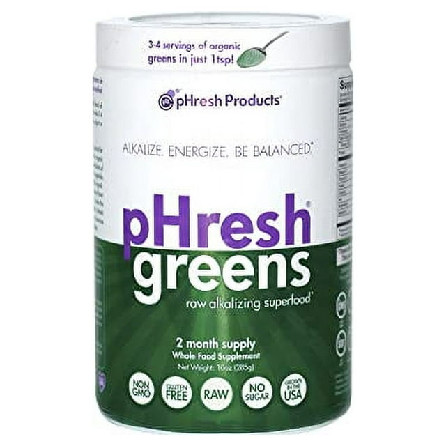 pHresh Greens Raw Alkalizing Superfood Greens Powder, 2 Month Supply ...