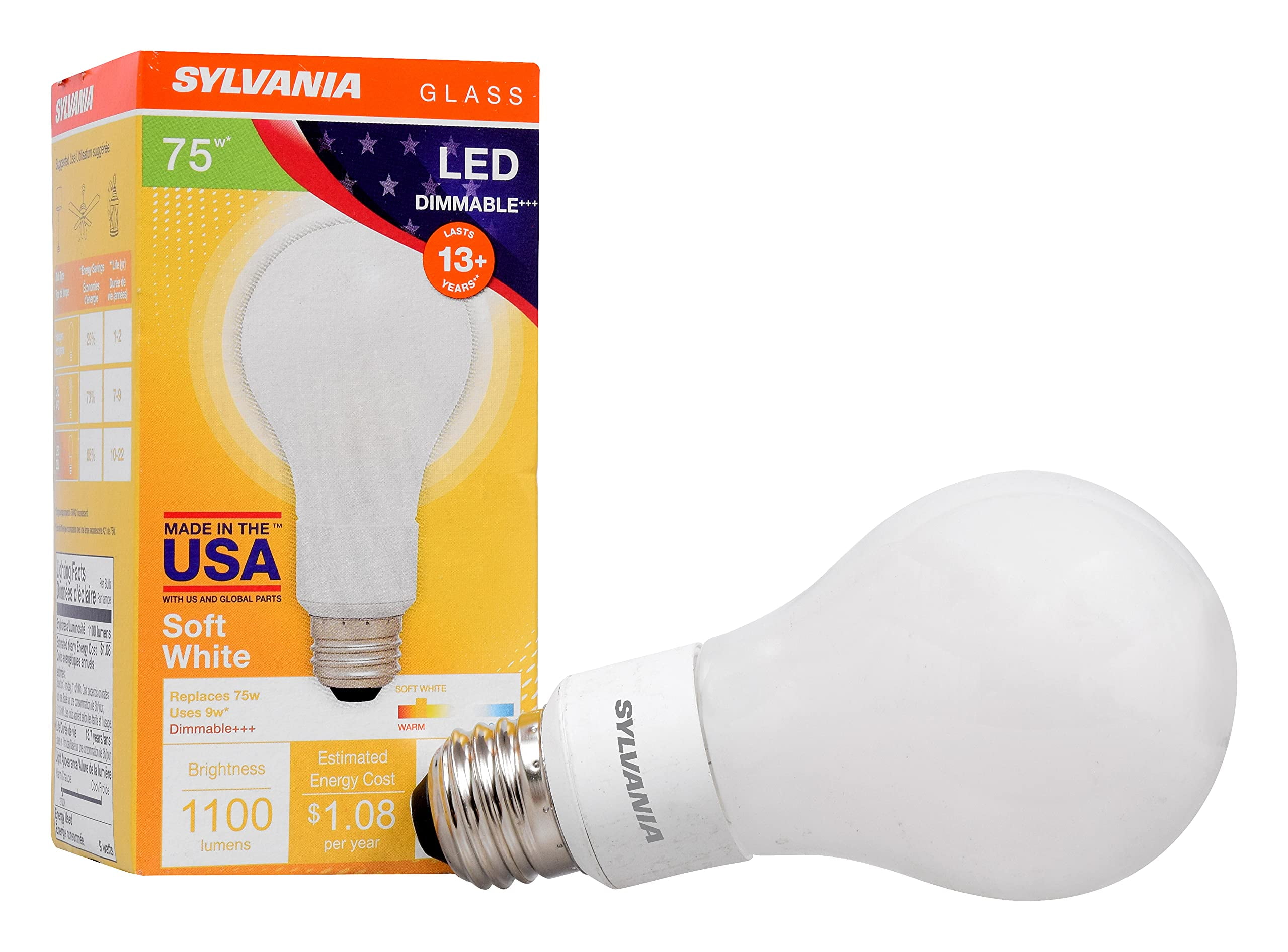 pack of 4 SYLVANIA 40276 Soft White 75 Watt Equivalent A21 LED