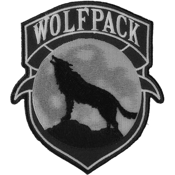 pack Patch Howling Moon Silhouette - 4x3.6 inch. Embroidered Iron on Patch