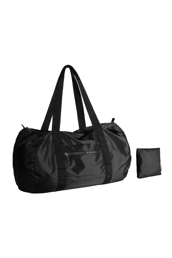 45L Foldable Duffel Bag, Water-Resistant Sports Gym Bag, Portable Weekender Bag Lightweight for Travel, Fitness and Camping (Black)