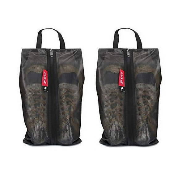 pack all Water Resistant Shoe Bags for Travel, Storage Organizer Pouch with Zipper(2 Pack Black)