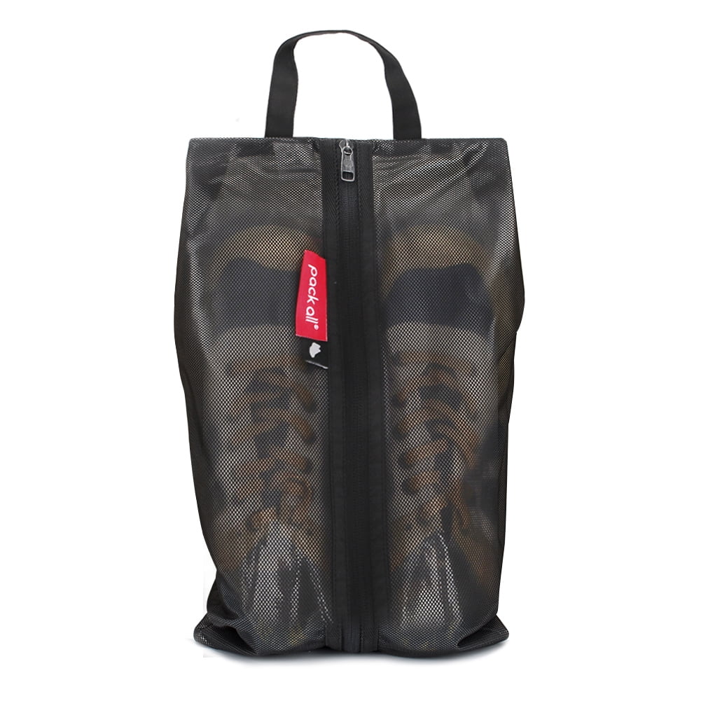 Travel Shoe Bags Set of 4 Waterproof Nylon with Zipper for Men & Women,  Black 