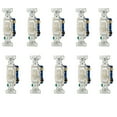 thumbnail image 1 of (pack of 10) Eaton Wiring 15 Amp Framed Toggle Switch, Auto-Ground, 3-Way, #14-10 AWG, 120V, Light Almond, 1 of 1