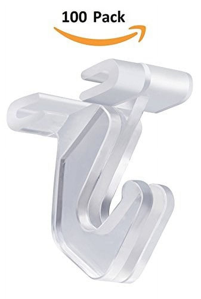 pack of 100 - crystal clear hinged polycarbonate ceiling hooks for  drop-ceiling t-bars, holds up to 15 lbs. 1 w x 1 h