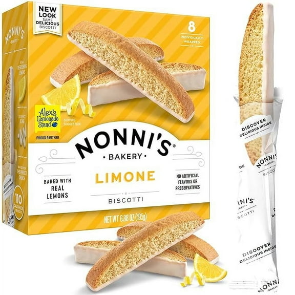 ( pack of 2 )Nonni's Limone Biscotti Italian Cookies Lemon Cookies Biscotti Individually Wrapped Cookies All Natural Ingredients -  6.88 oz