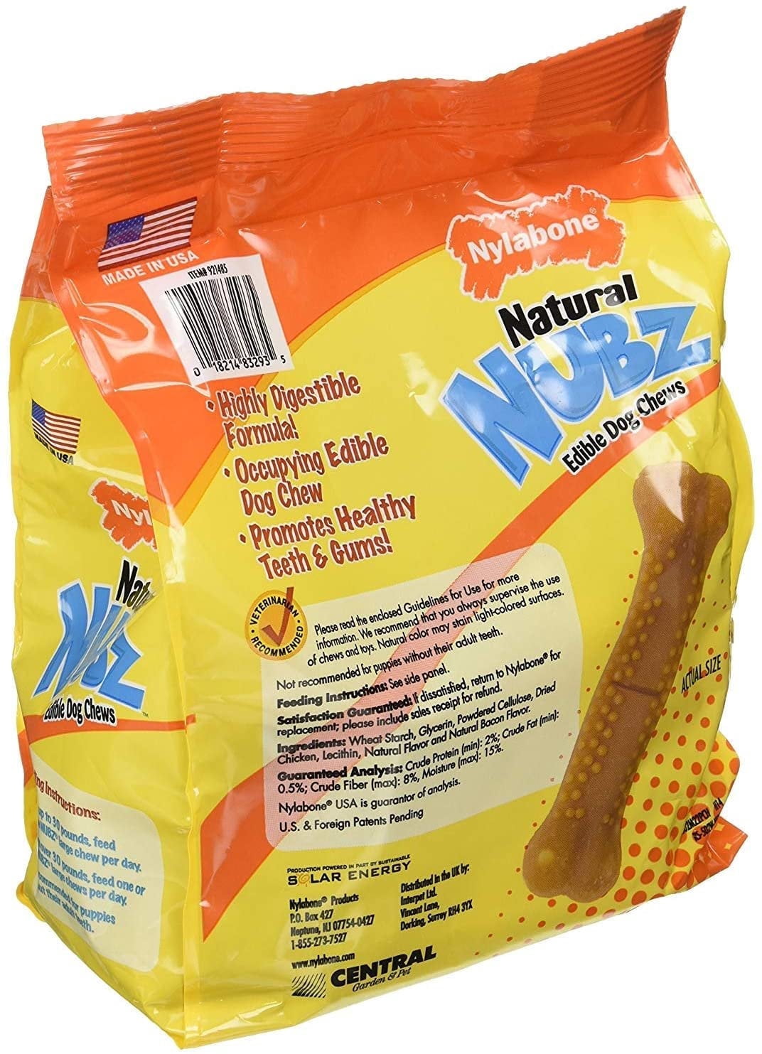 (pack of 2) Nylabone Natural Nubz Edible Dog Chews 22ct. (2.6lb/bag) -Total 5.2lb (Limited Edition)