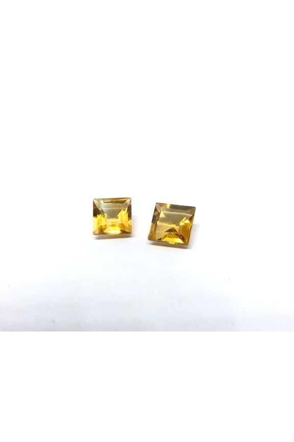 pack of 2 pieces square shape citrine loose gemstone