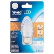 pack of 3 GE Reveal LED 40 watt equivalent BM LED Bulb, Clear, Dimmable LED Light Bulb