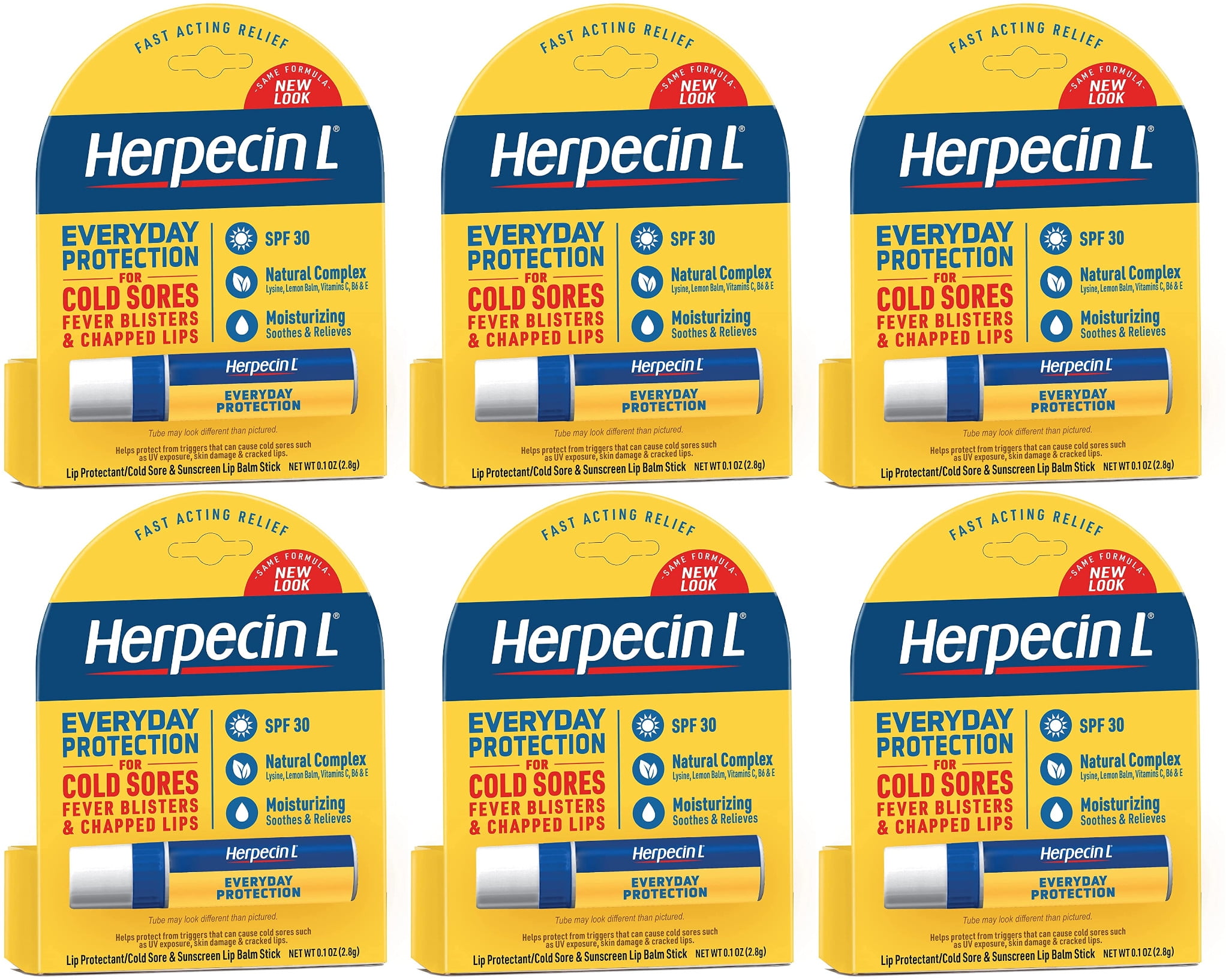 pack of 6 HERPECIN-L COLD SORE LIP BALM 0.1 oz