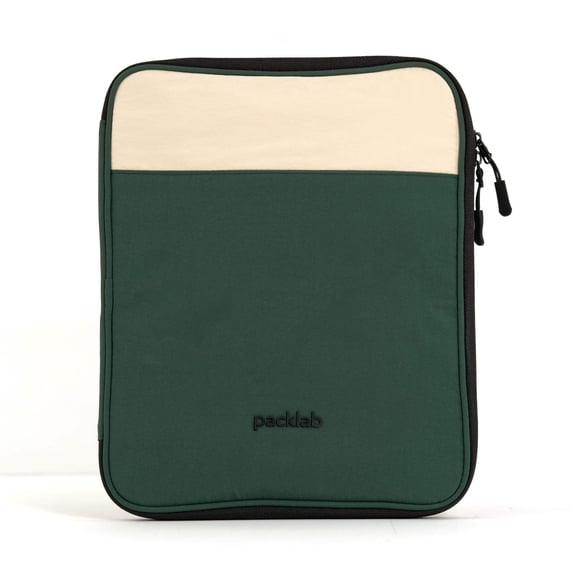 packlab Cream & Green iPad Sleeve Case for 11 Inch Tablets – Slim Zippered Tablet Case with Padded Protection and Organizer Pockets