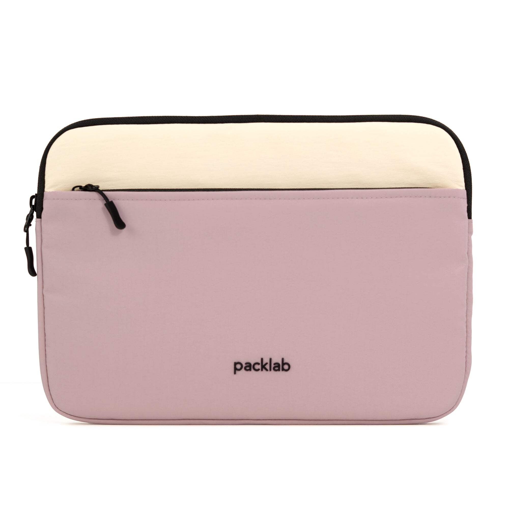packlab Cream and Pink Laptop Sleeve with Pocket – Slim Padded 14 Inch Computer Case for School, Work, and Travel Use