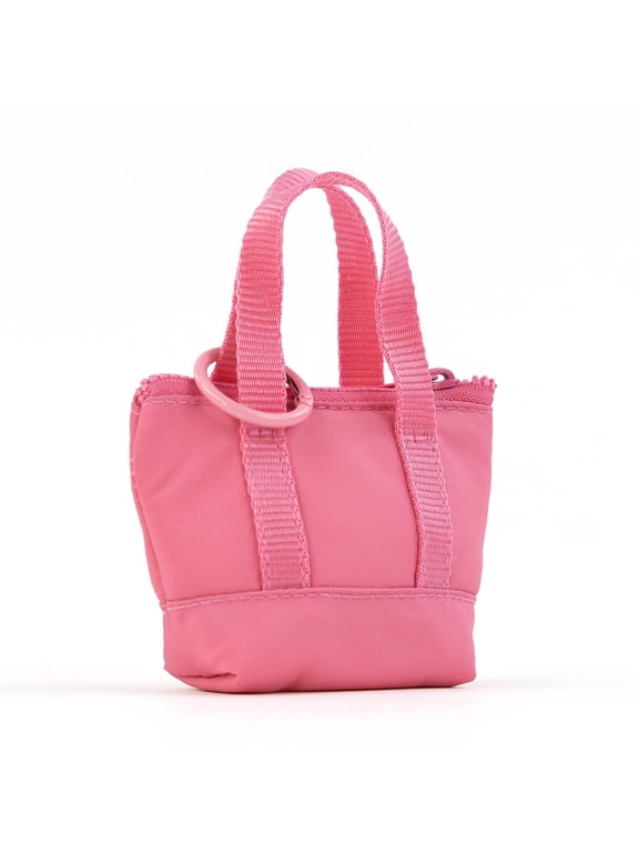 Micro Nano Tote Keychain – Small Pink Mini Tote Bag Coin Purse for Women & Girls – Trendy Bag Charm for Keys or Handbags