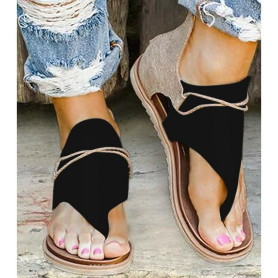 pafei tyugd Posh Gladiator Sandals For Women Thong Dressy T-Strap Orthotic Casual Comfort Flat Sandals Summer Shoes For Women Vintage Flip Flops,Size 7.5