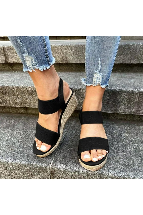Women's Platform Sandals Wedge Heels Ankle Strap Open Toe Sandals Summer Dress Espadrilles Shoes,Size 5.5