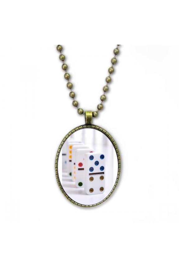 pai gow donoes dice gambling necklace vintage chain bead pendant jewelry collection
