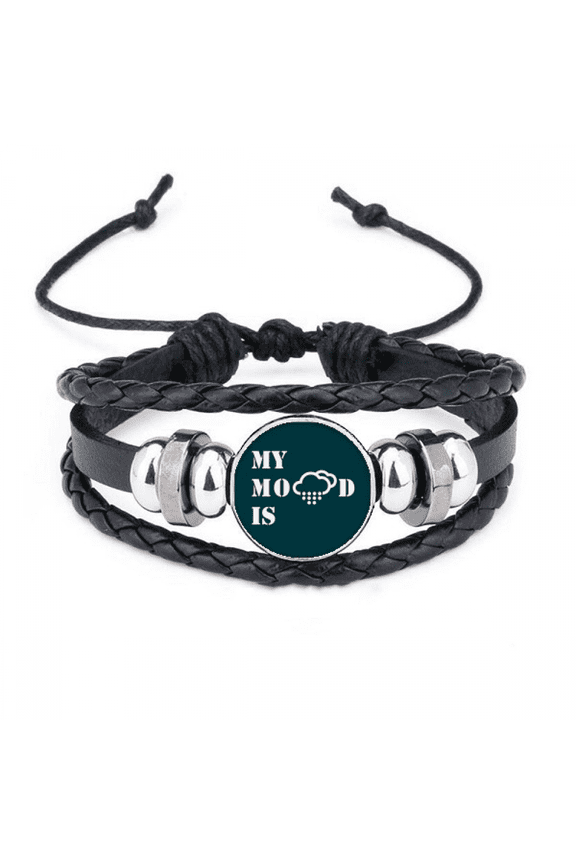pain weather rainstorm art deco fashion bracelet braided leather woven wristband