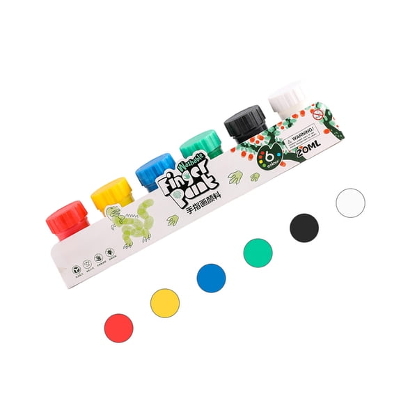 paint Set 6 Vibrant Colors Finger Paint Set 20ml for Kids Washable Paints with 1 Paintbrush Safe and Educational Art Supplies for DIY Gift Projects Toddlers Early Learning