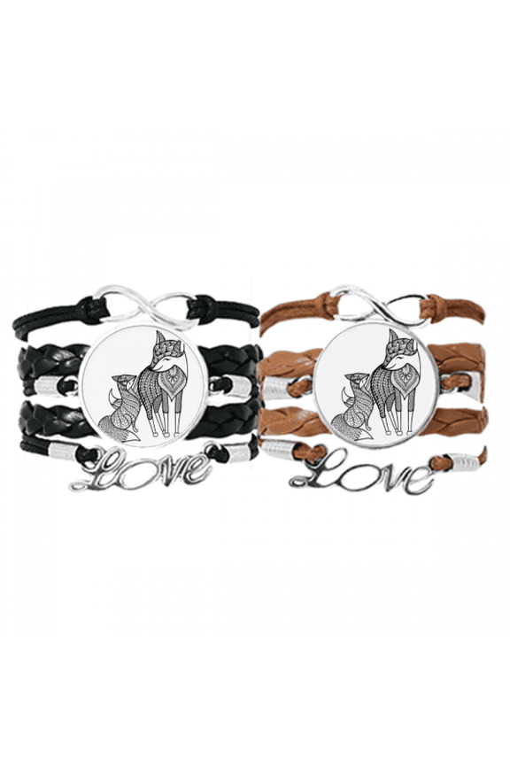paint fox friend company art deco fashion bracelet hand strap leather wristband double set