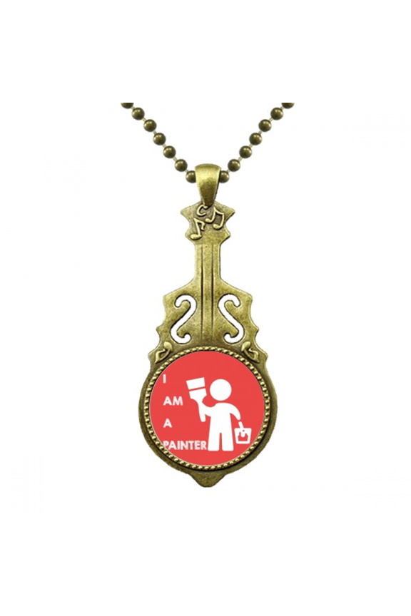 paint painter painting job necklace antique guitar jewelry music pendant