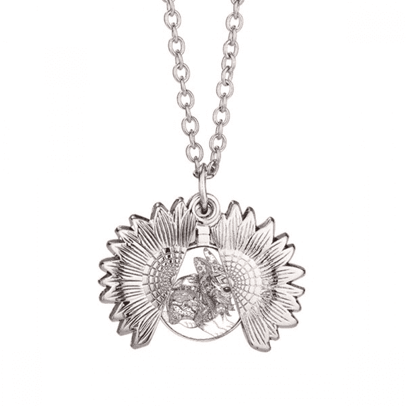 paint rabbits friend company sunflower necklace pendant locket jewelry