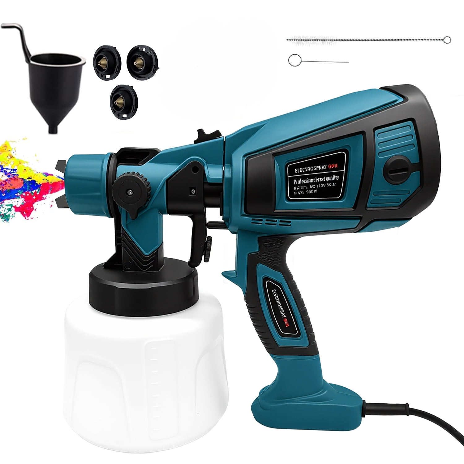 BN-LINK Paint Sprayer, 800W Electric Spray Paint Gun with 3 Nozzles and 3 Spray Patterns, 1400ML Handheld Paint Sprayer for House Painting Furniture Cabinets Fence Wall, Blue
