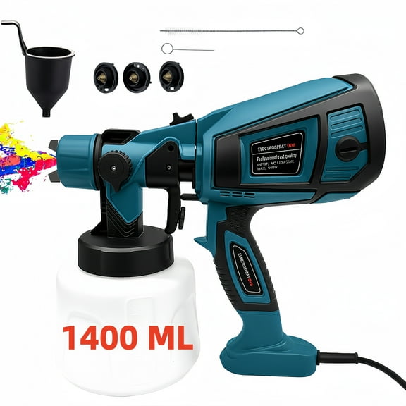 BN-LINK Paint Sprayer, 800W Electric Spray Paint Gun with 3 Nozzles and 3 Spray Patterns, 1400ML Handheld Paint Sprayer for House Painting Furniture Cabinets Fence Wall, Blue