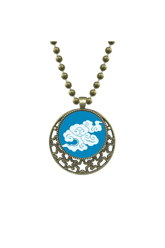 painting culture white cloud pendant star necklmoon chain jewelry