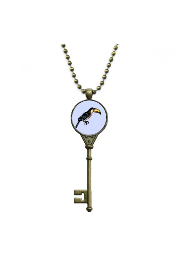 painting toco tropical bird key necklace pendant tray embellished chain