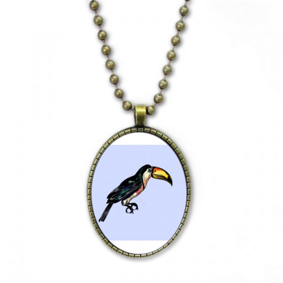 painting toco tropical bird necklace vintage chain bead pendant jewelry collection
