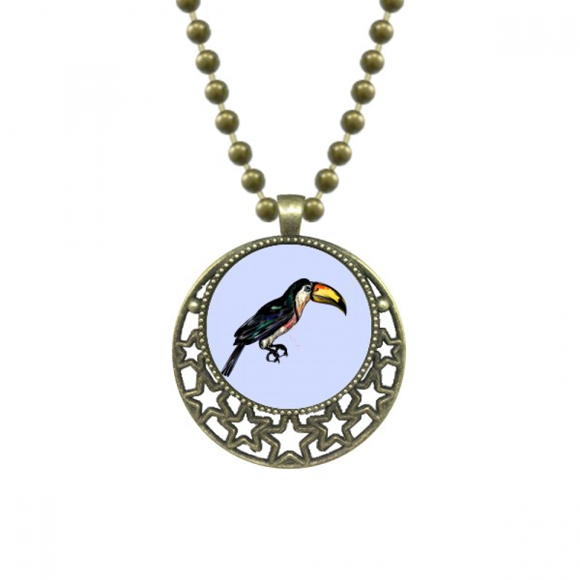 painting toco tropical bird pendant star necklmoon chain jewelry