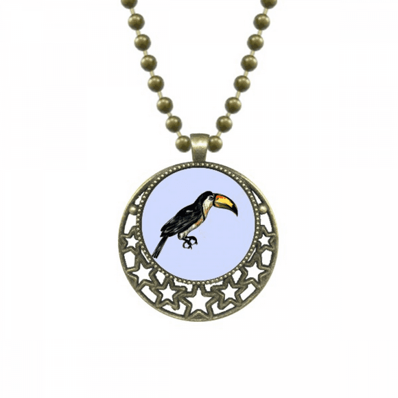 painting toco tropical bird pendant star necklmoon chain jewelry