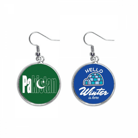 pakistan country flag name dangle drop winter ice earring jewelry
