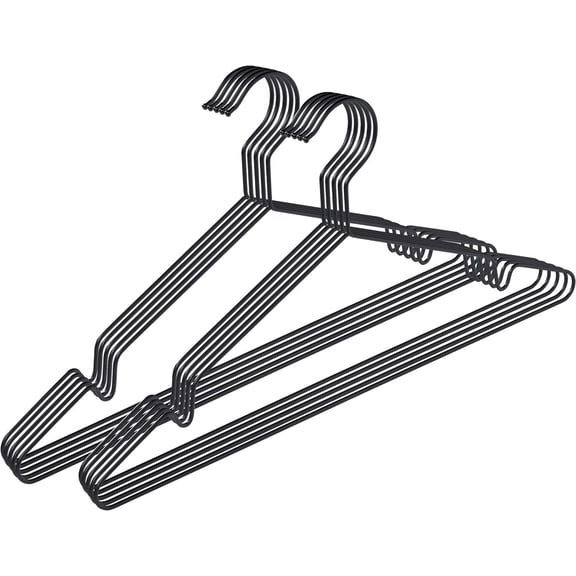pamo Black Metal Clothes Hangers - 5,10 or 20 Stainless Steel Black Hangers 16.5"- Coated, Scratch- and Rust-Resistant - Space Saving Clothes Hanger