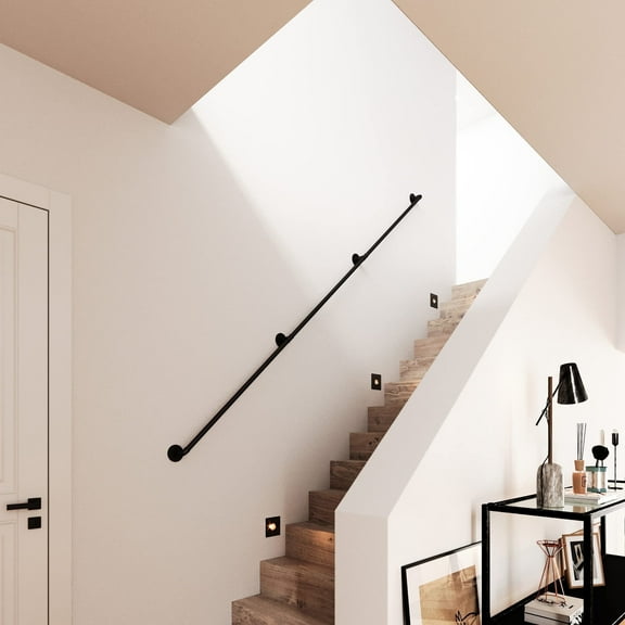 pamo Hand Rail - 1.2ft - 12.9ft - Heavy Duty Industrial Pipe Hand Railings for Stairs Indoor and Outdoor I Wall Mounted Stair Railing, Hand Rail