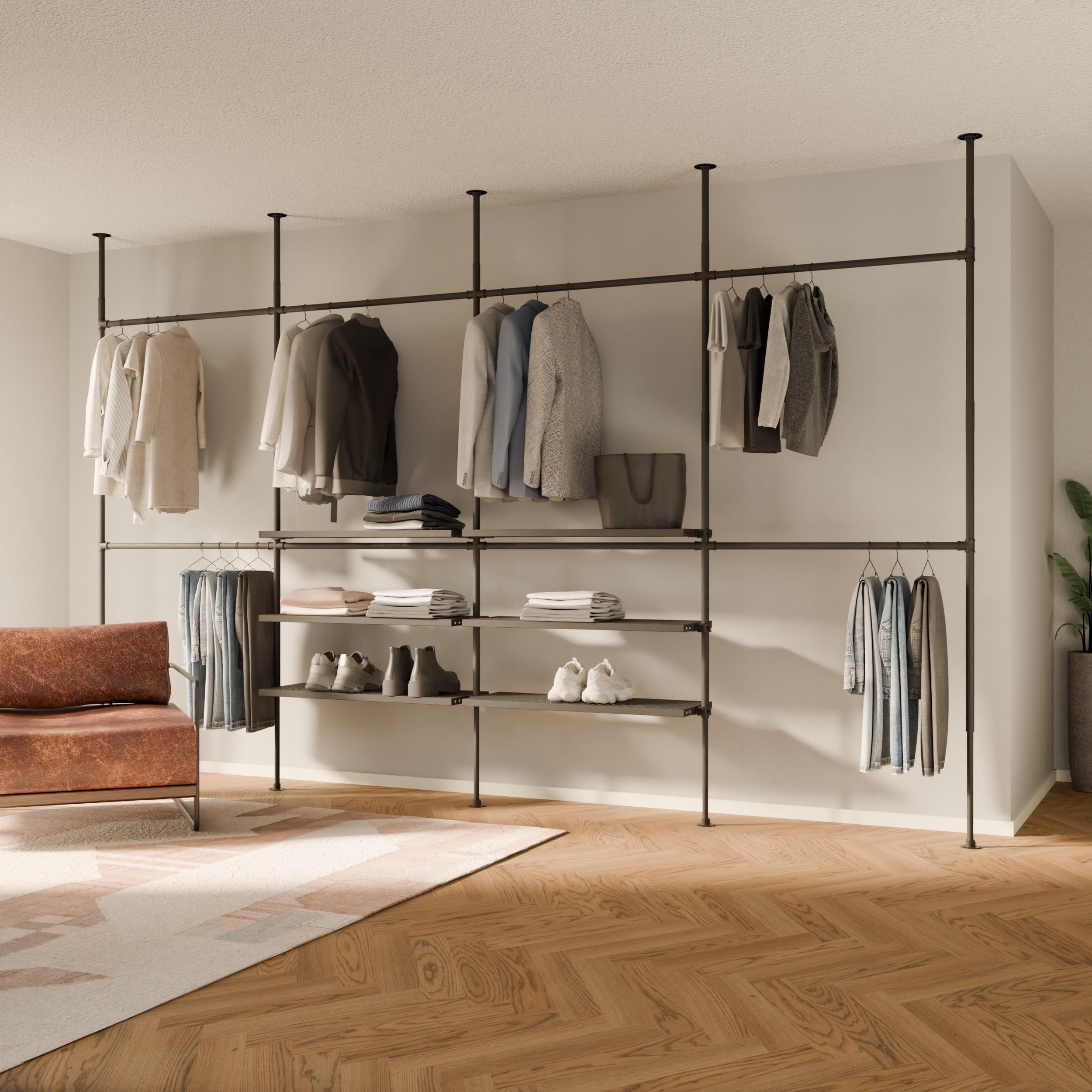 pamo Industrial Pipe Clothing Rack with Shelf - 660 lbs Capacity ...