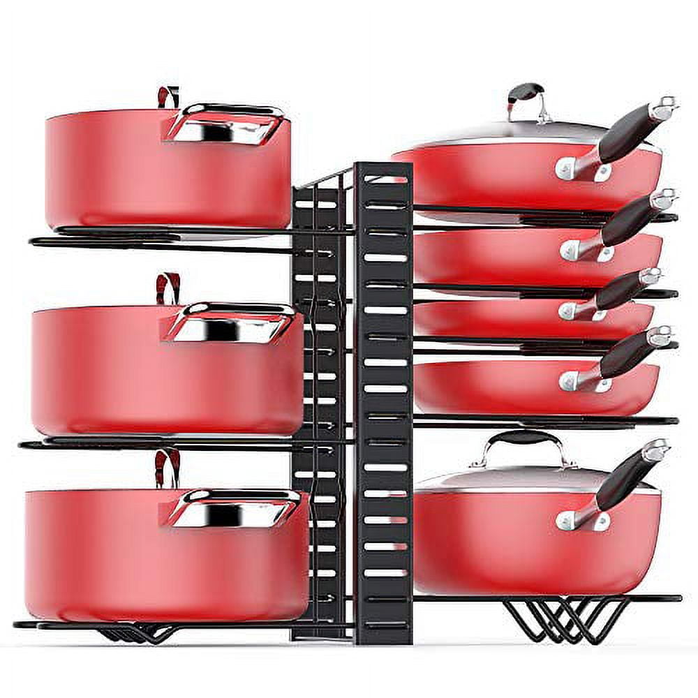 Pan Organizer Rack for Cabinet, Pot Rack with 3 DIY Methods, Adjustable ...