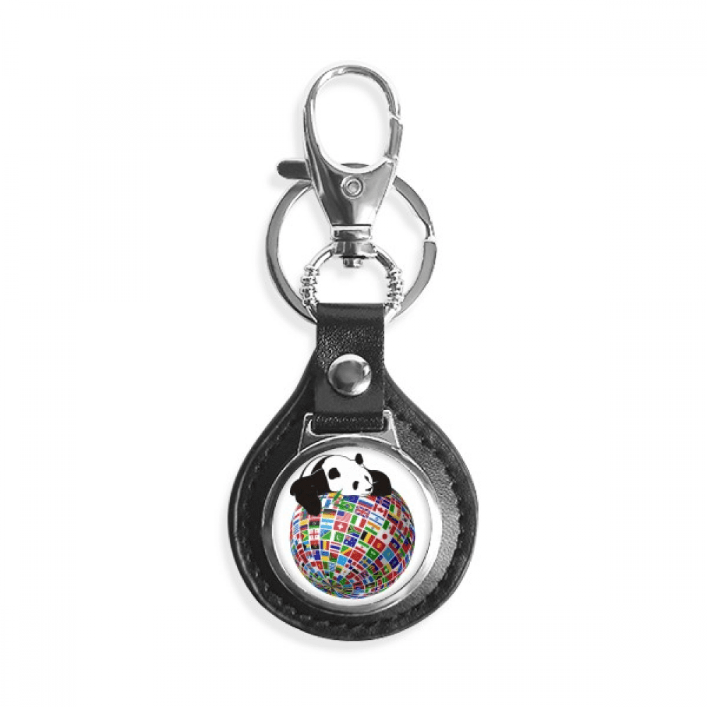 panda posture flag earth art deco fashion key link chain keyholder ...
