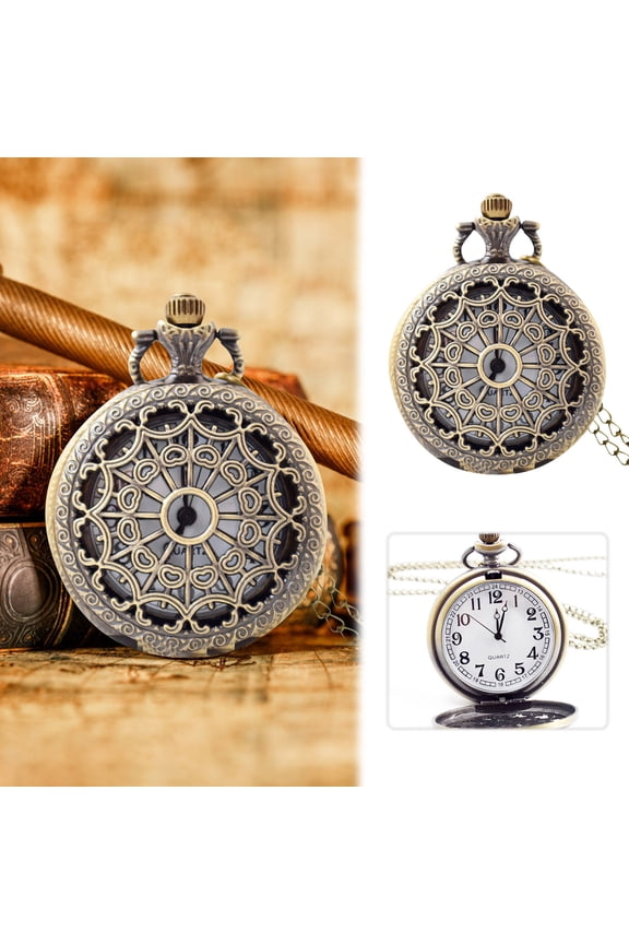 Classic Smooth Surface Vintage Quartz Pocket Watch, Arabic Numerals Scale Mens Womens Watch with Chain, Christmas Graduation Birthday Fathers Day Gift