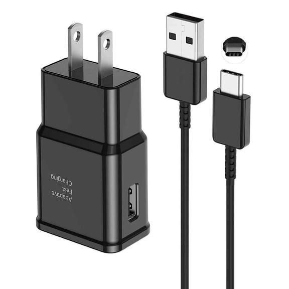pannbo 15W AFC Fast Charger Block with 3.3FT Cable UL Listed Single Pack Black Wall Plug Compatible with Samsung Galaxy S24 S23 S22 S21 S20 Note 20 10 A55 A54 A53 A52 for Home Office