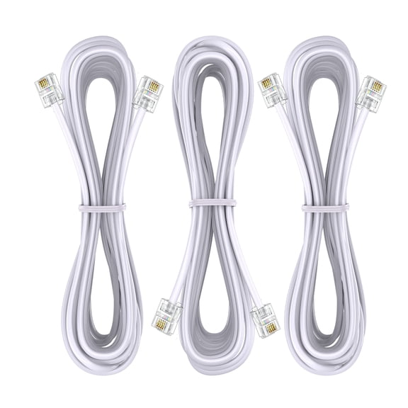 pannbo 3-Pack Phone Extension Cord 6.6 FT White RJ11 6P4C Telephone Cable Line for Landline Phone Fax Machine Home Office