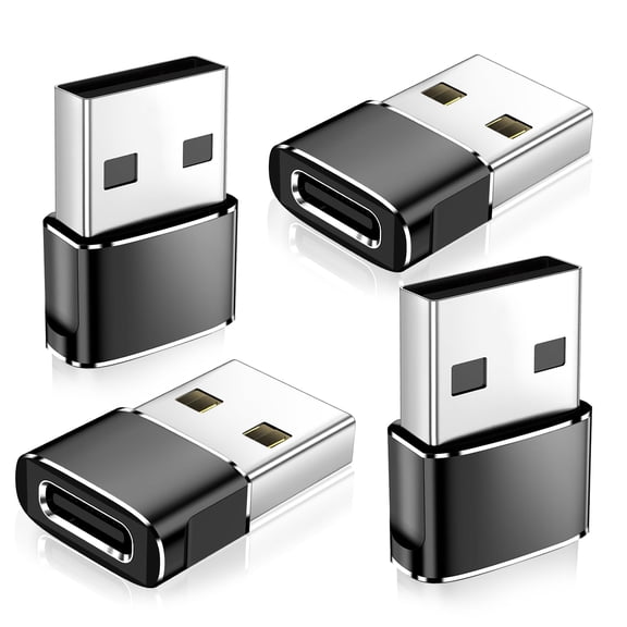 pannbo 4Pack USB to USB C Adapter, Type-C Female to A Male Converter, Compatible with iPhone 17 Pro Max 16 15 14, for Apple Watch Ultra SE 10,Samsung S25,AirPods,iPad,Xbox,Car